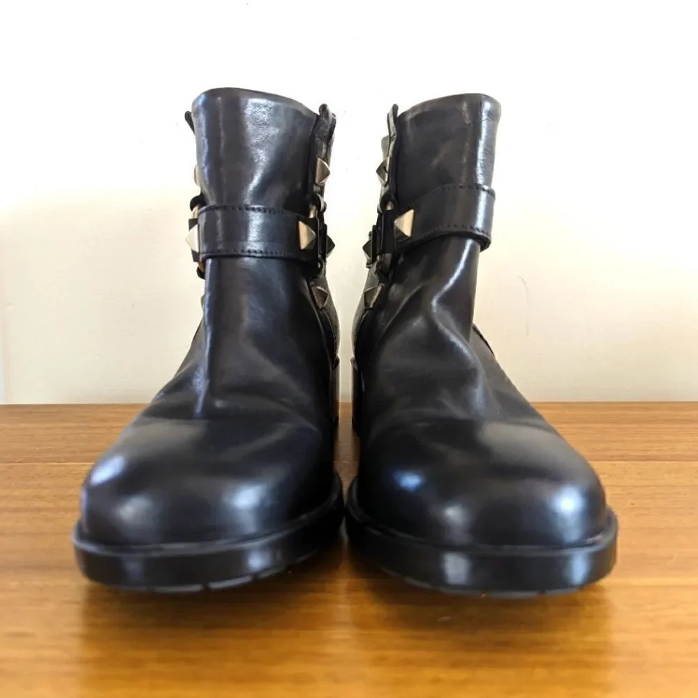 AGL Studded Boots 5 Moto Rock Rebel Punk Grunge Whimsigoth Dark Academia Boho